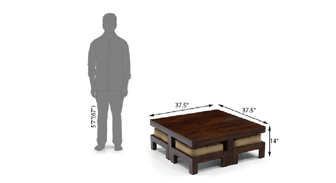 Tribal Coffee Table Set (Walnut Beige)